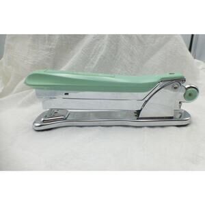 Vintage Aceliner Ace Fastener Co. Model 502 Desk Stapler Chrome Green USA B5